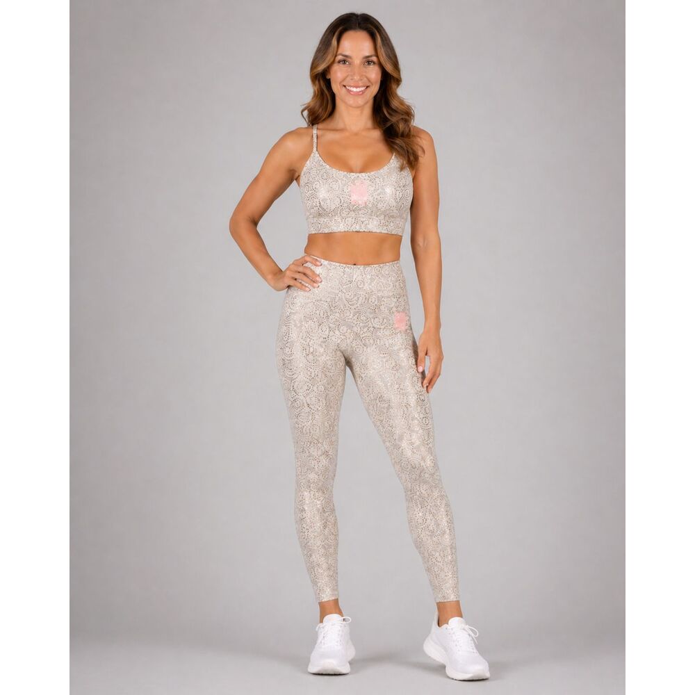 RARE StretchLab GLYDER Metallic Gold Snake Foil Activewear Set Sz XS